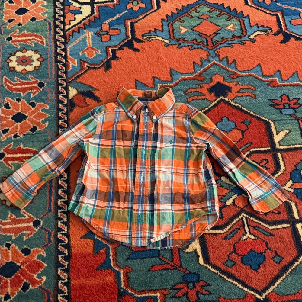 Ralph Lauren Blue Label Orange Plaid Button-Down Shirt